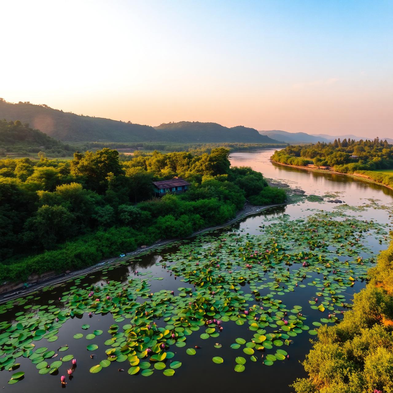 Aerial view of Kosi River